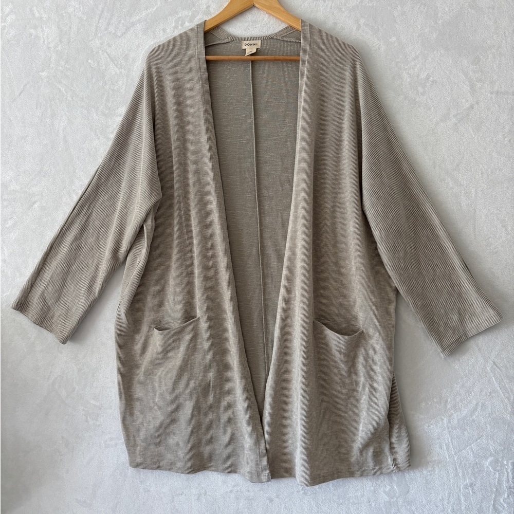 DONNI Women's casual ribbed lounge wear oversized One Size Fits All Cardigan